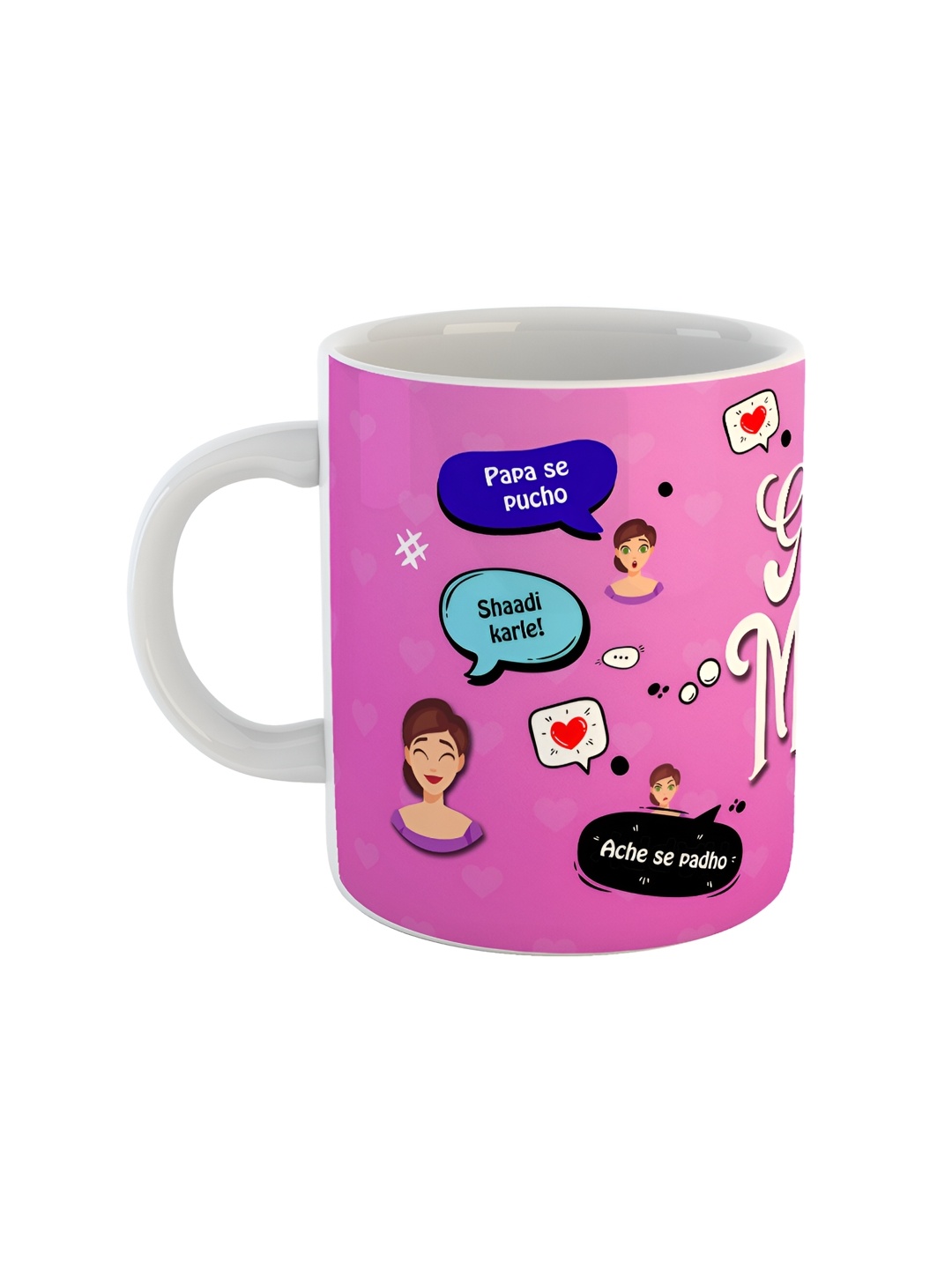

ARTBUG White & White Printed Ceramic Glossy Core Set of Cups and Mugs