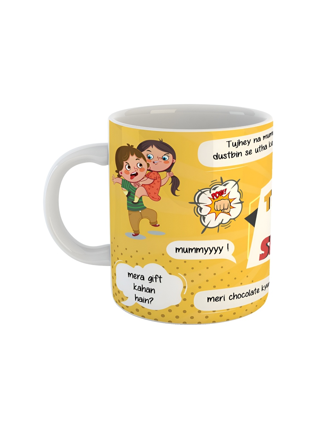 

ARTBUG White & White Printed Ceramic Glossy Core Set of Cups and Mugs