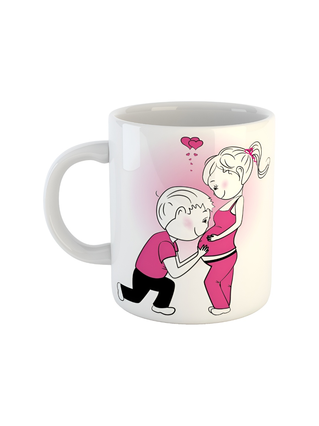 

ARTBUG White & White Printed Ceramic Glossy Core Set of Cups and Mugs