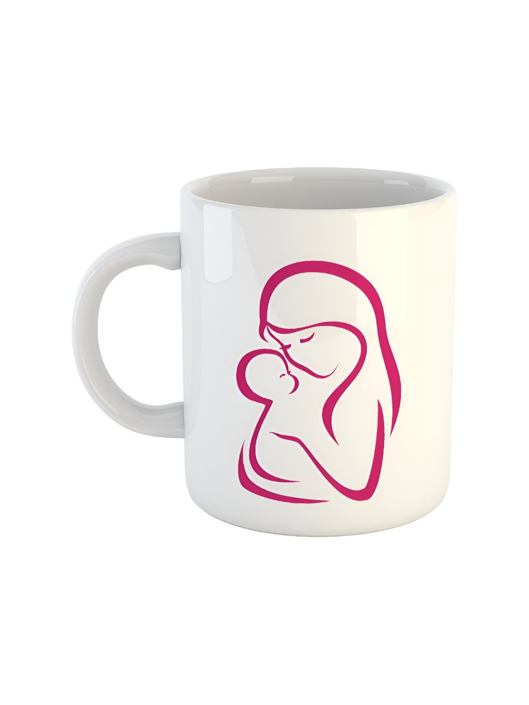 ARTBUG White & White Printed Ceramic Glossy Core Set of Cups and Mugs