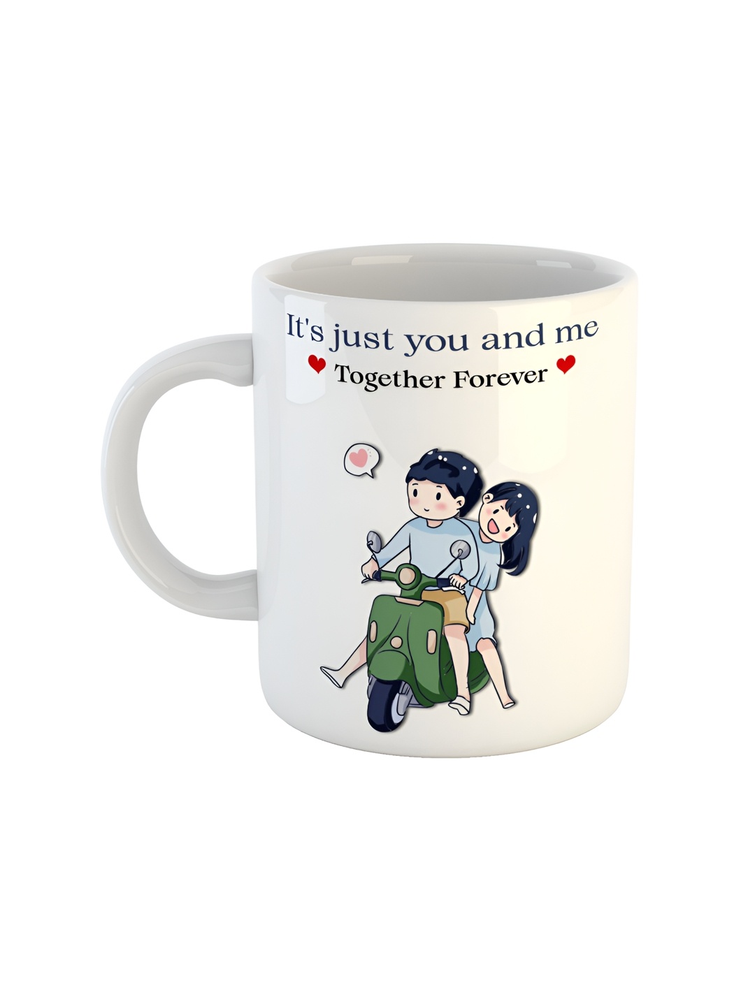 ARTBUG White & White Printed Ceramic Glossy Core Set of Cups and Mugs