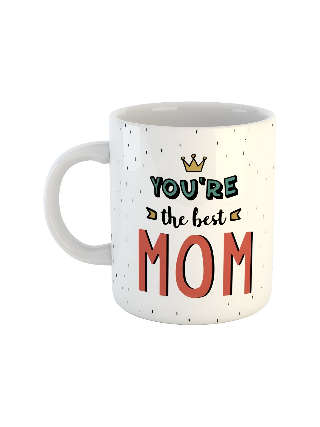ARTBUG White & White Printed Ceramic Glossy Core Set of Cups and Mugs