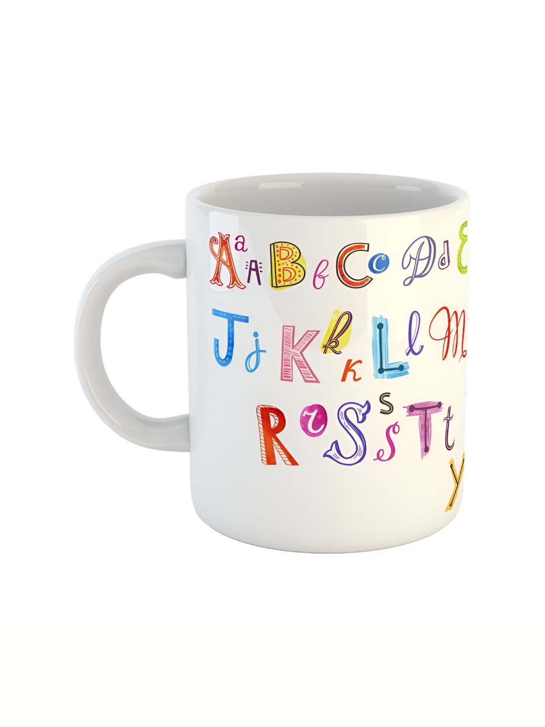 

ARTBUG White & White Printed Ceramic Glossy Core Set of Cups and Mugs