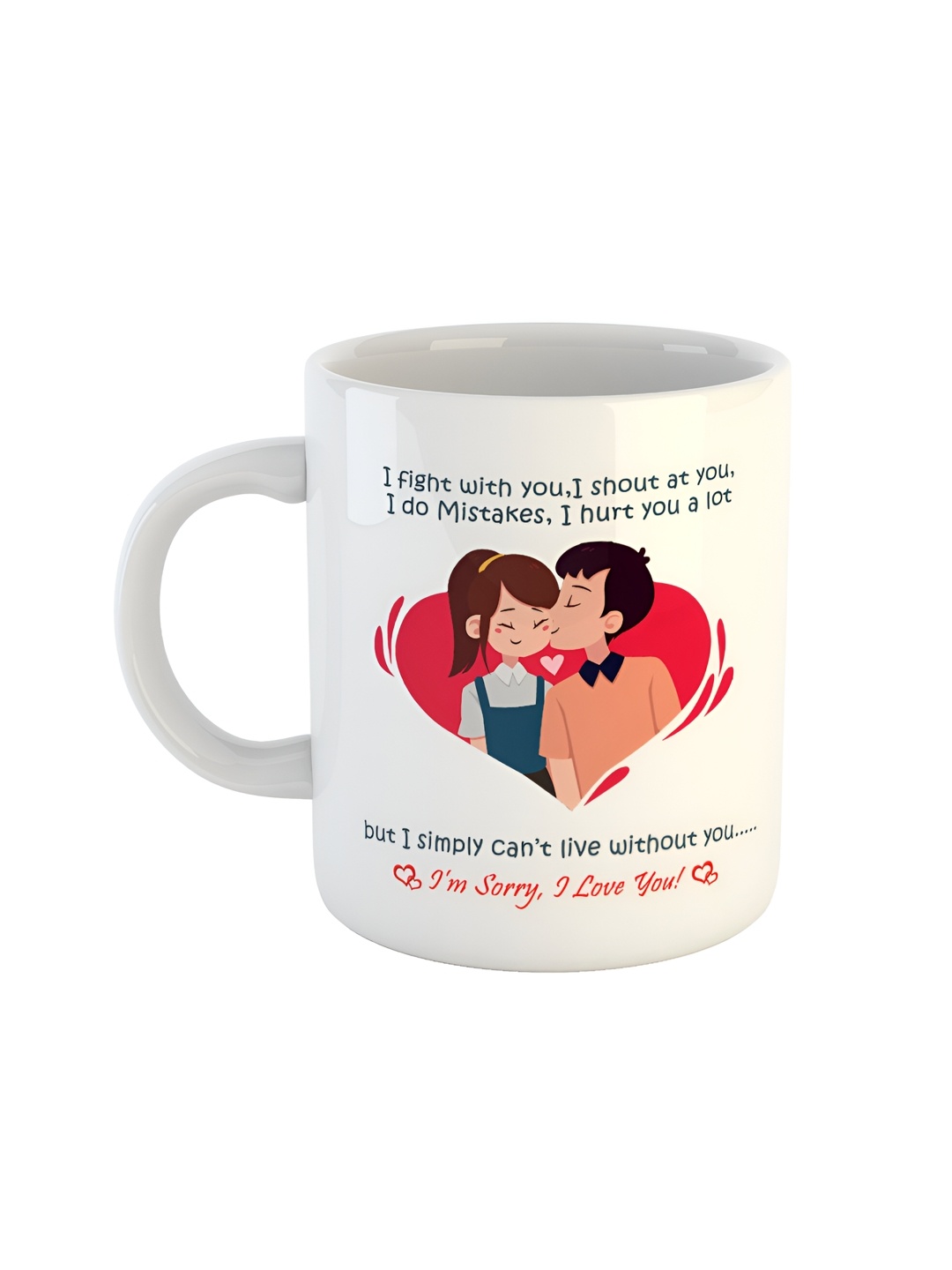 

ARTBUG White & White Printed Ceramic Glossy Core Set of Cups and Mugs