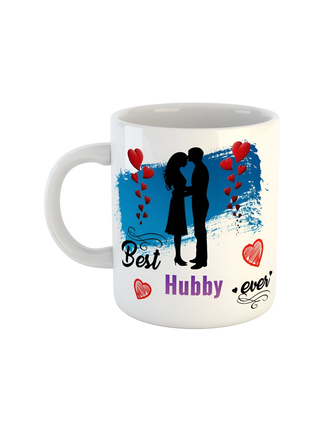 

ARTBUG White & White Printed Ceramic Glossy Core Set of Cups and Mugs
