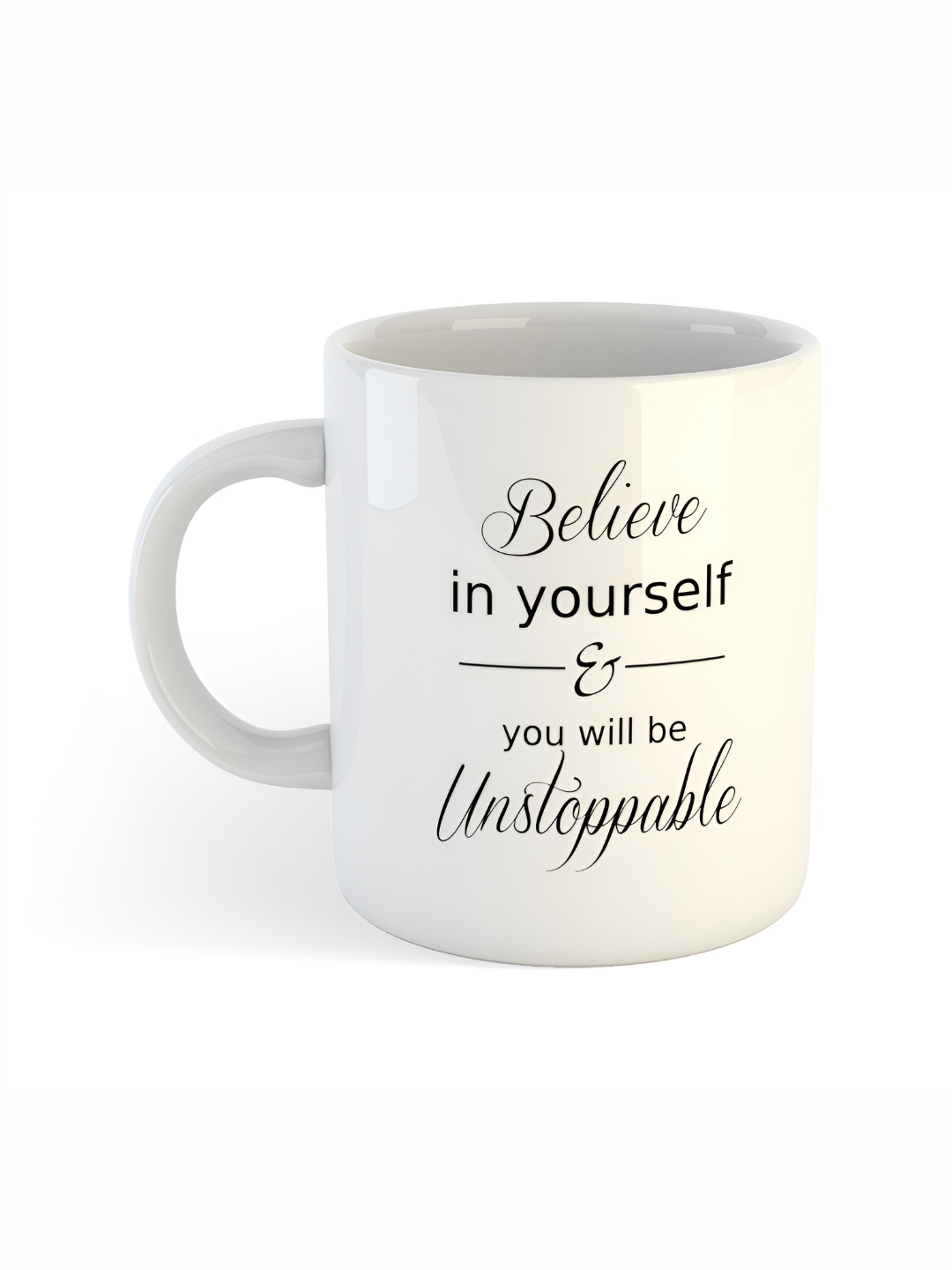 ARTBUG White & White Printed Ceramic Glossy Core Set of Cups and Mugs