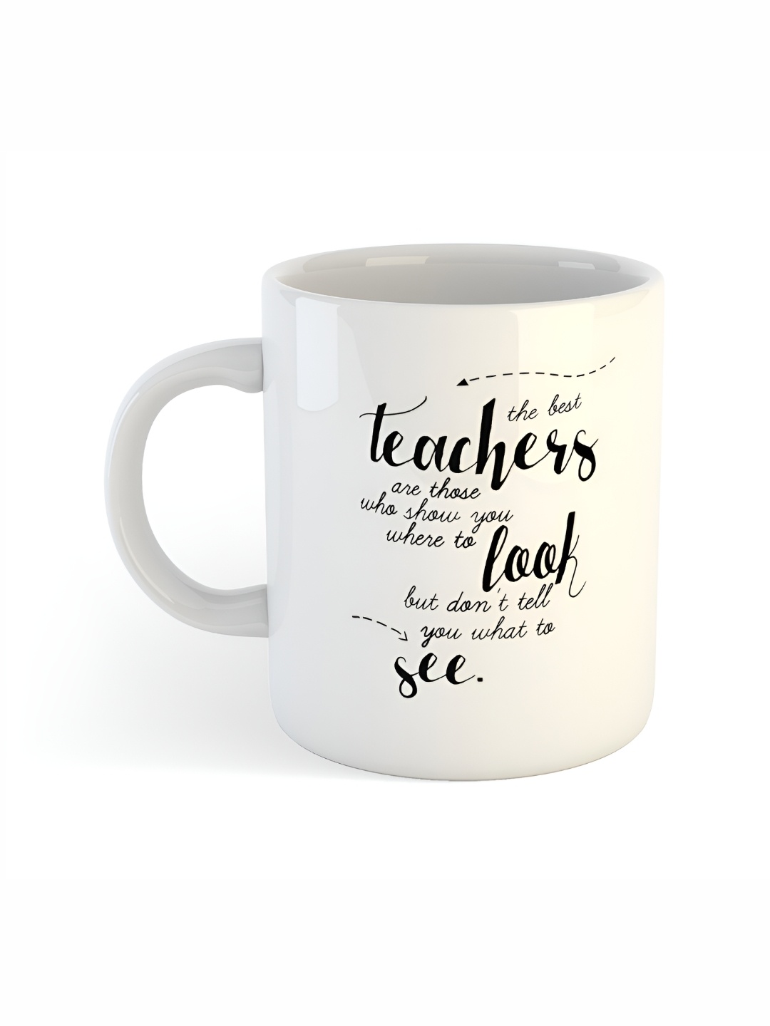 ARTBUG White & White Printed Ceramic Glossy Core Set of Cups and Mugs