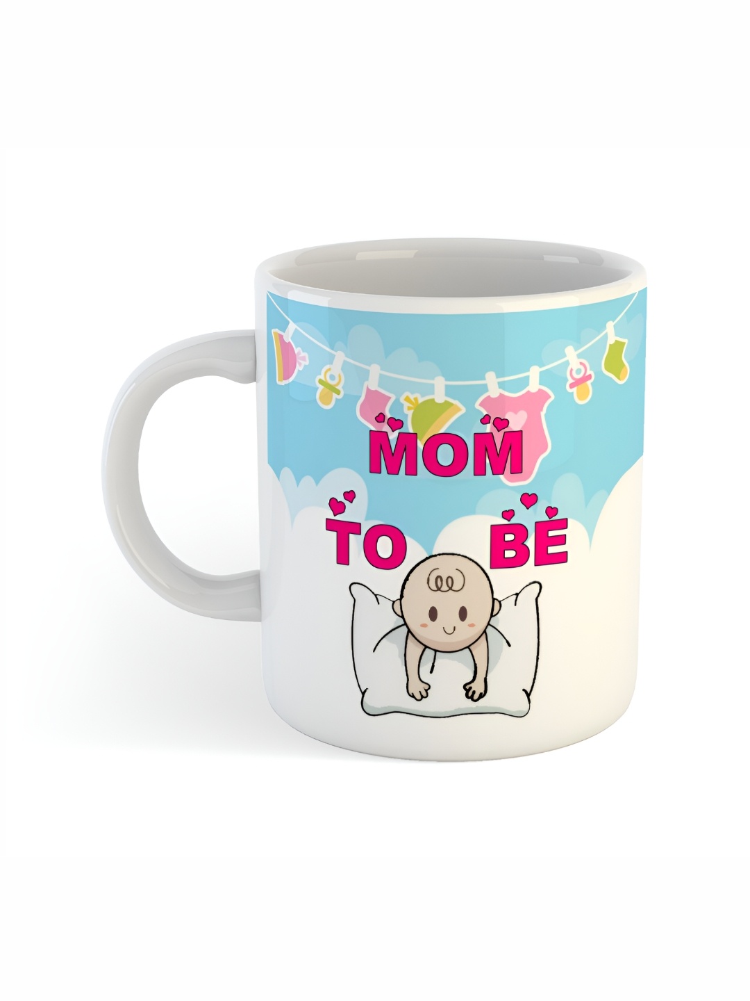 ARTBUG White & White Printed Ceramic Glossy Core Set of Cups and Mugs