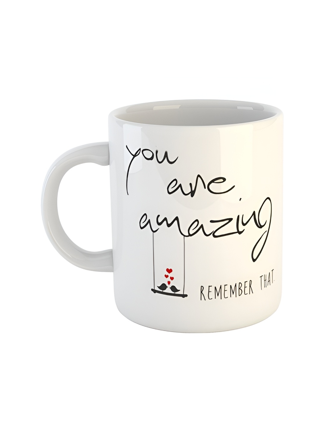 

ARTBUG White & White Printed Ceramic Glossy Core Set of Cups and Mugs