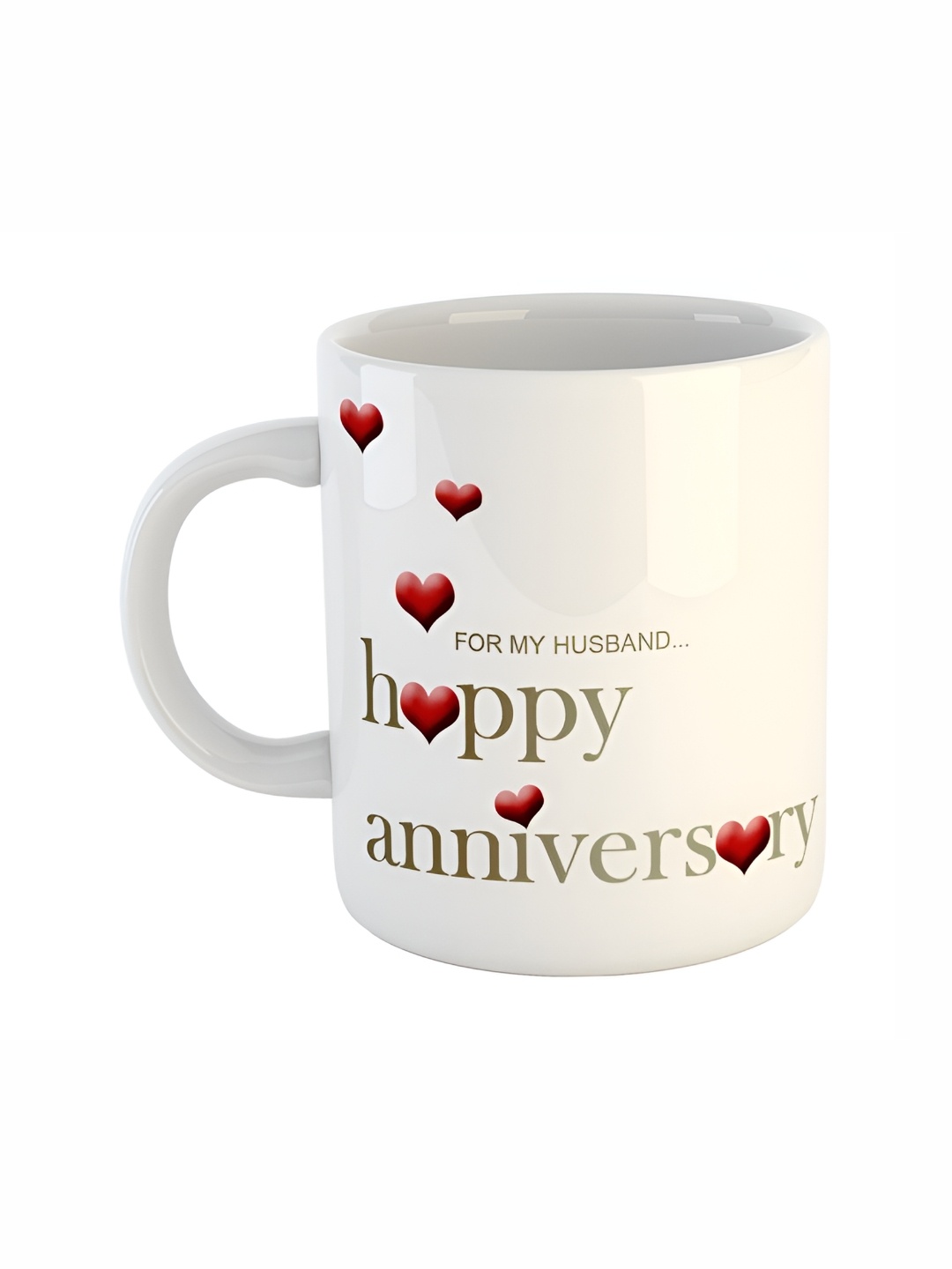 ARTBUG White & White Printed Ceramic Glossy Core Set of Cups and Mugs