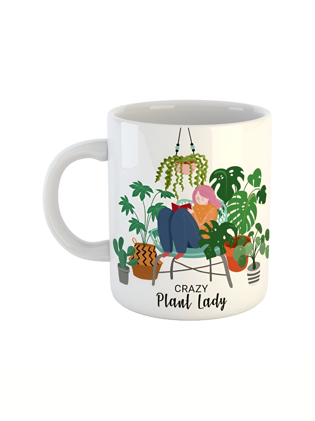 

ARTBUG White & White Printed Ceramic Glossy Core Set of Cups and Mugs