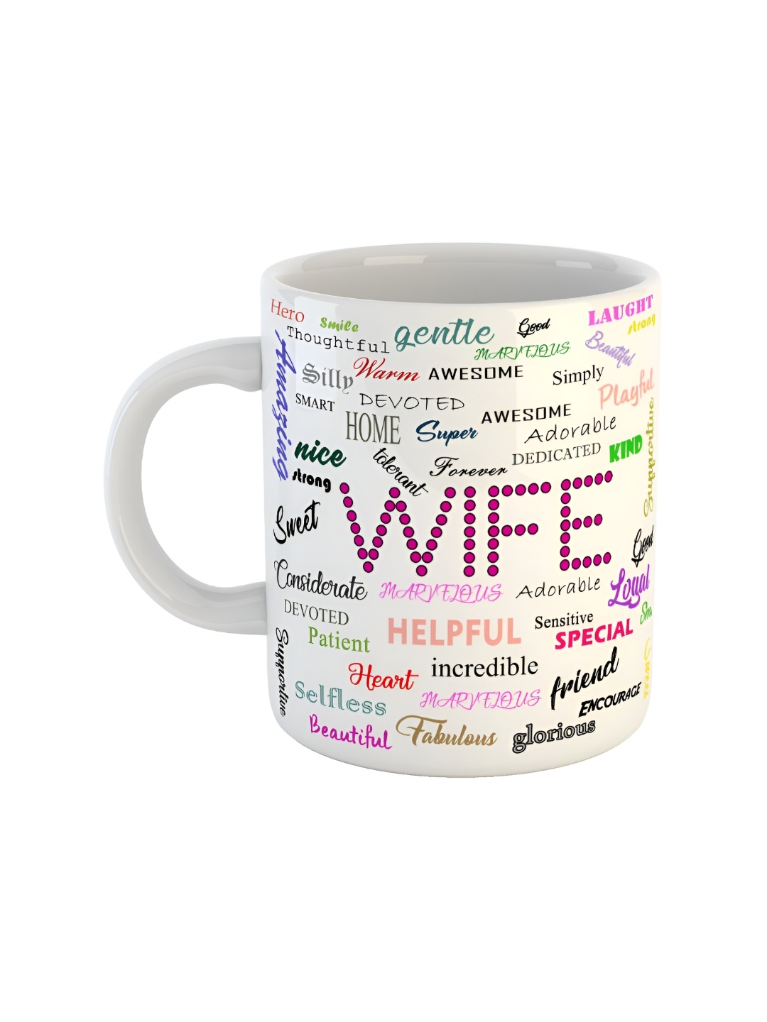 

ARTBUG White & White Printed Ceramic Glossy Core Set of Cups and Mugs