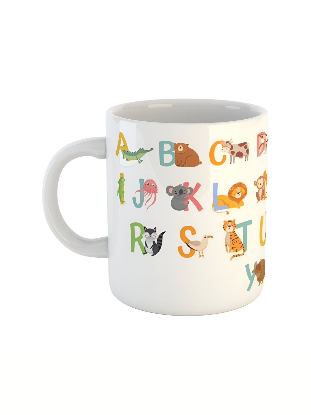 

ARTBUG White & White Printed Ceramic Glossy Core Set of Cups and Mugs