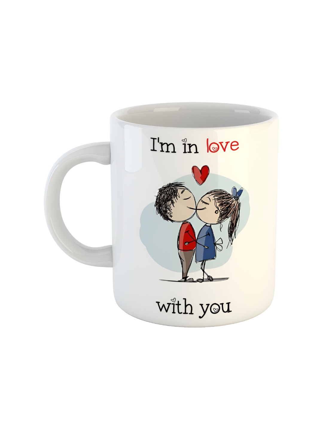 

ARTBUG White & White Printed Ceramic Glossy Core Set of Cups and Mugs