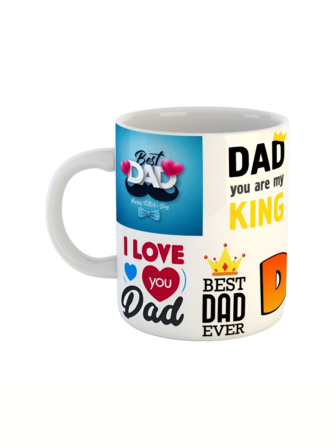ARTBUG White & White Printed Ceramic Glossy Core Set of Cups and Mugs