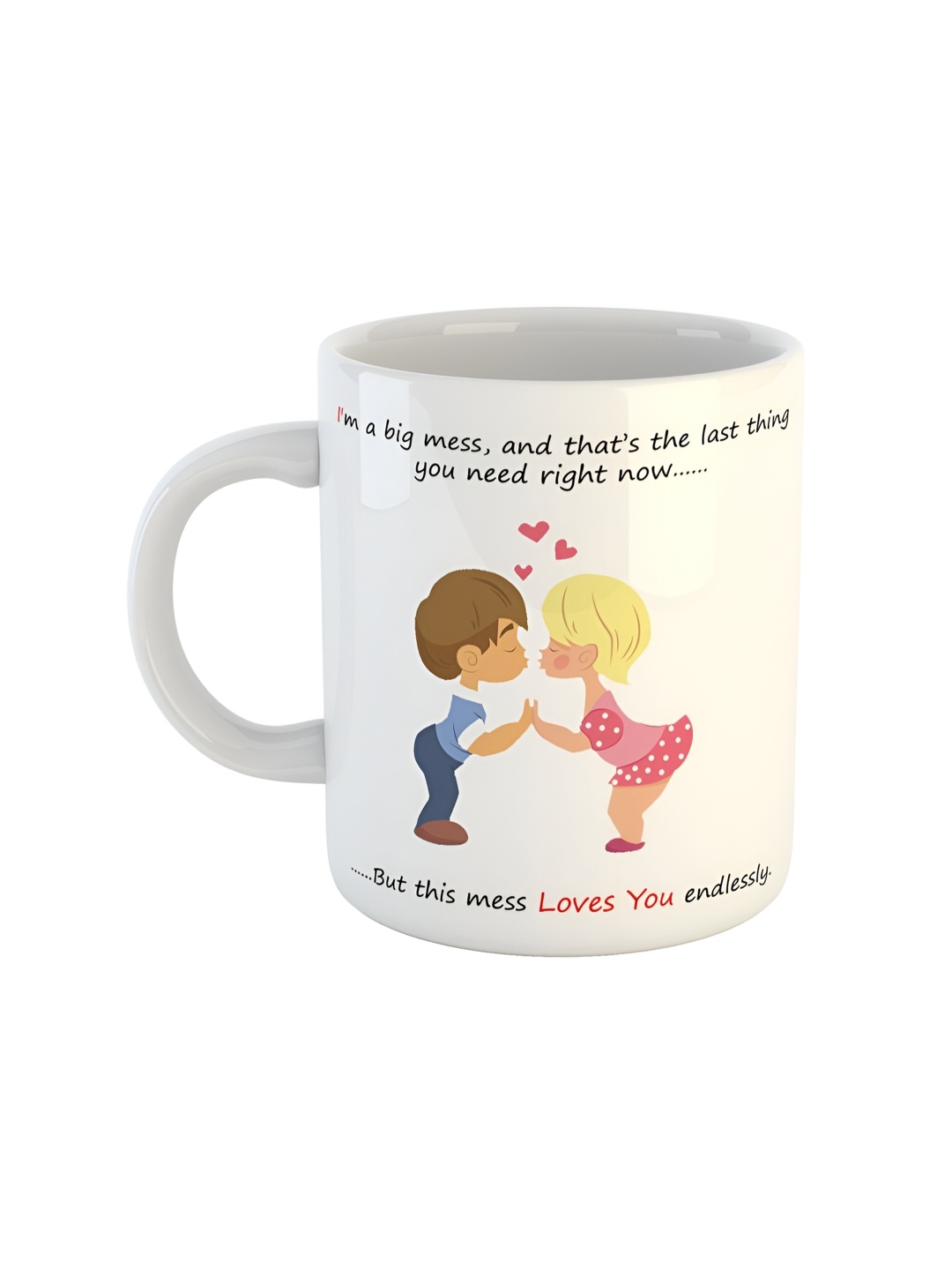 

ARTBUG White & White Printed Ceramic Glossy Core Set of Cups and Mugs