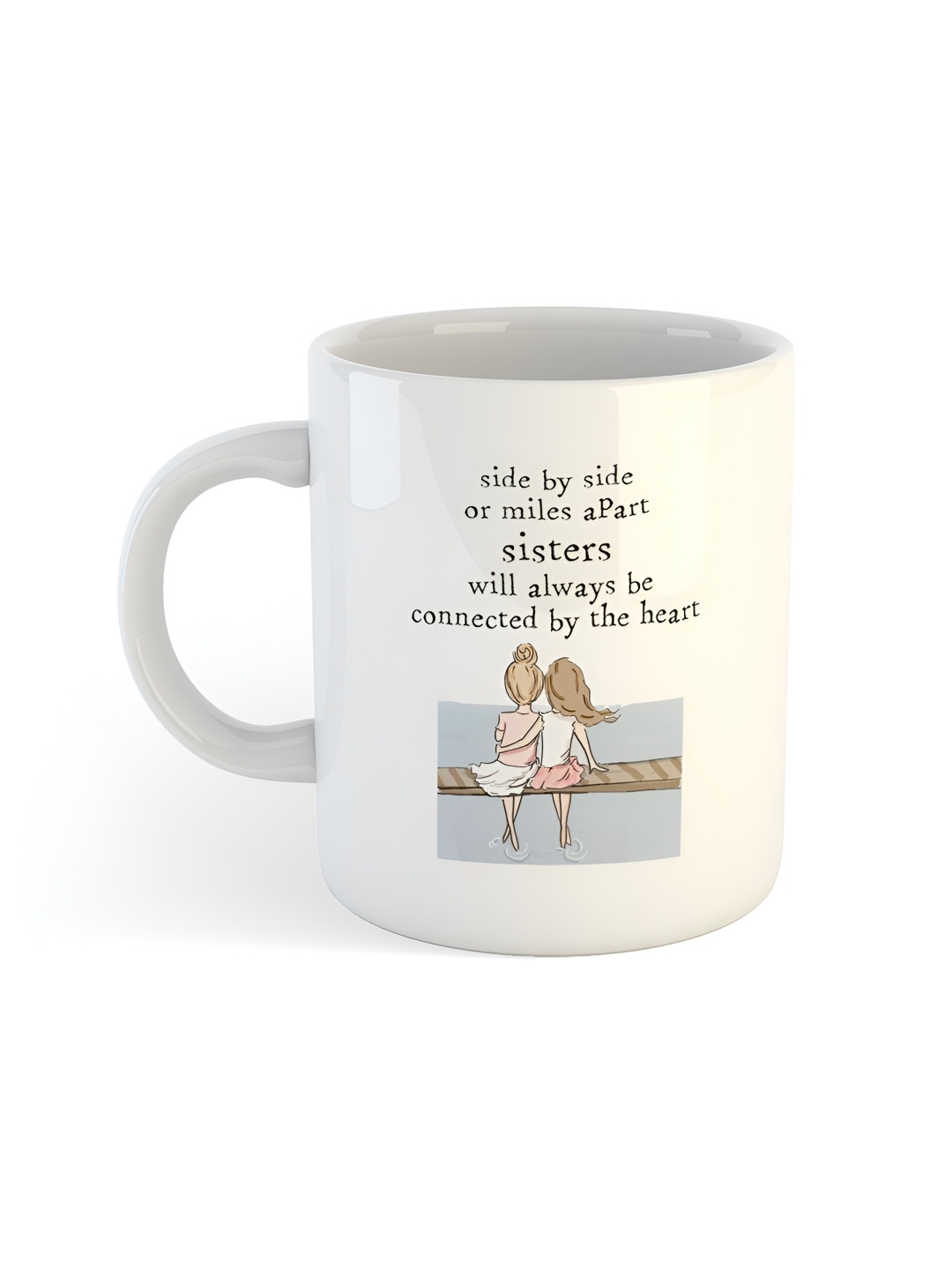

ARTBUG White & White Printed Ceramic Glossy Core Set of Cups and Mugs