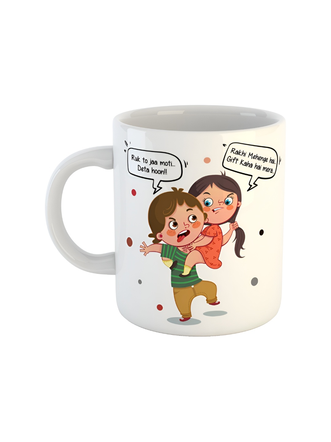 

ARTBUG White & White Printed Ceramic Glossy Core Set of Cups and Mugs