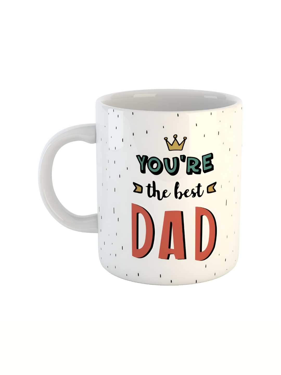 ARTBUG White & White Printed Ceramic Glossy Core Set of Cups and Mugs