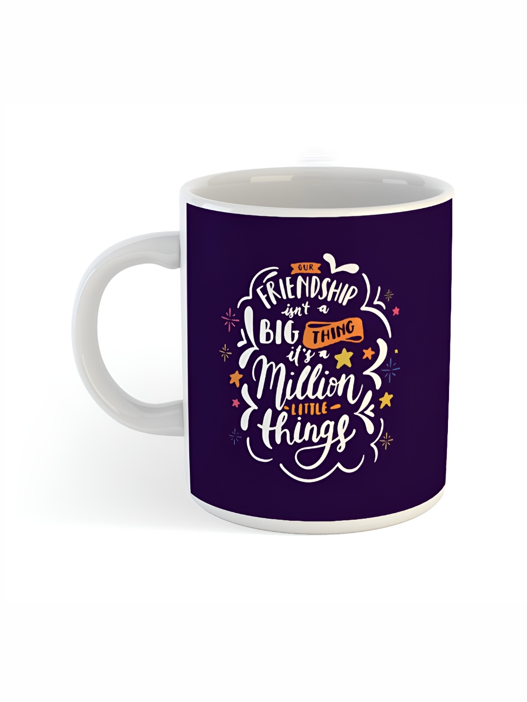 ARTBUG White & White Printed Ceramic Glossy Core Set of Cups and Mugs