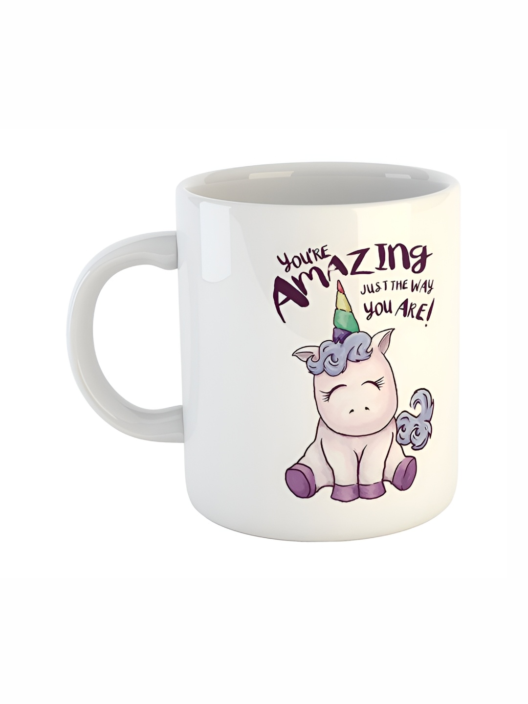 

ARTBUG White & White Printed Ceramic Glossy Core Set of Cups and Mugs