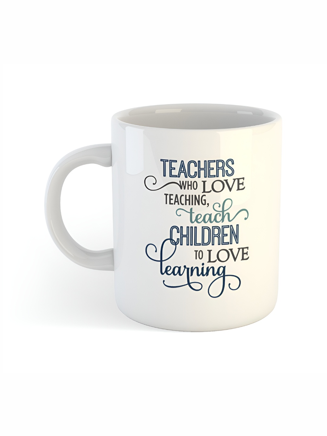 ARTBUG White & White Printed Ceramic Glossy Core Set of Cups and Mugs