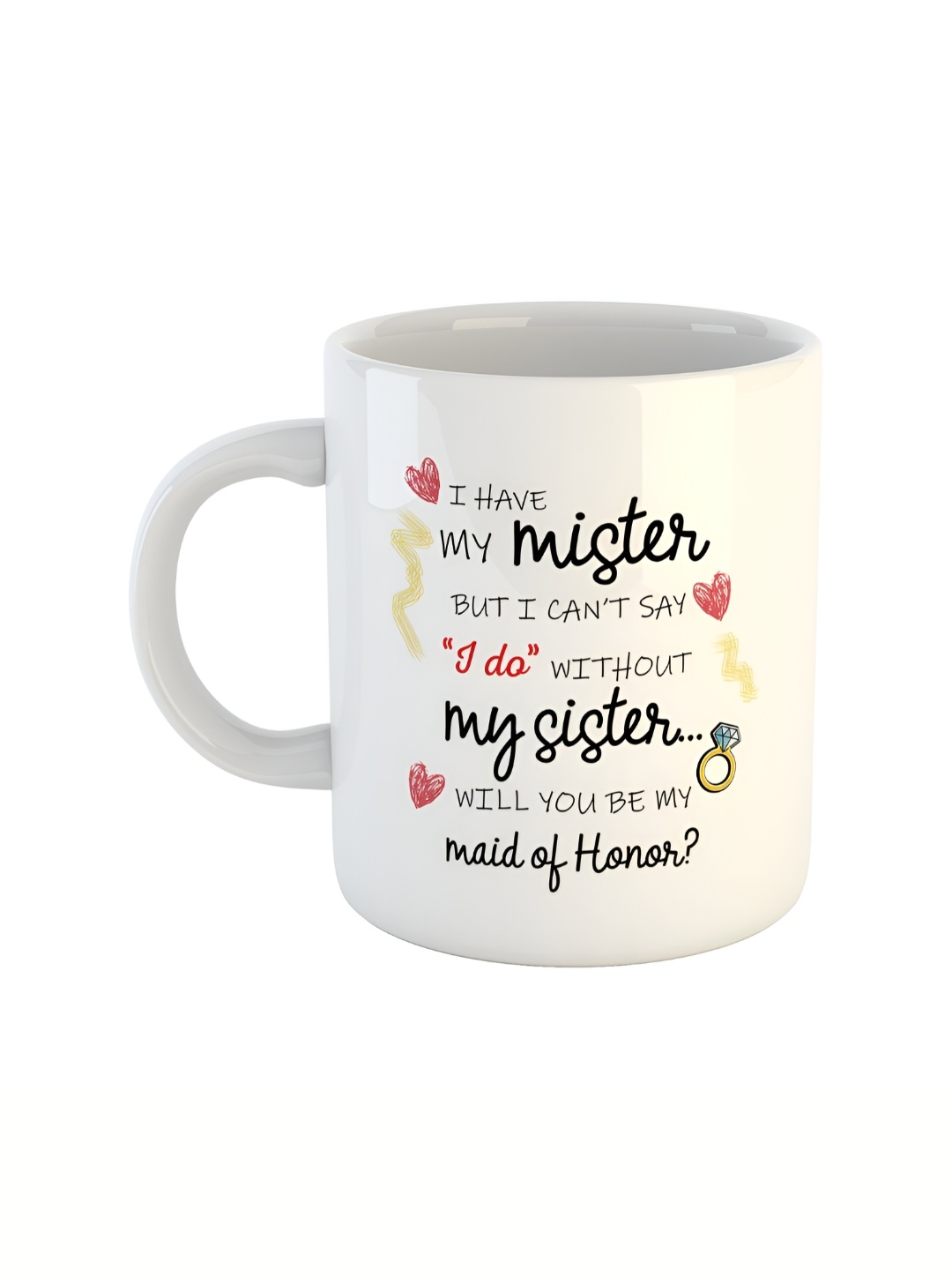 

ARTBUG White & White Printed Ceramic Glossy Core Set of Cups and Mugs