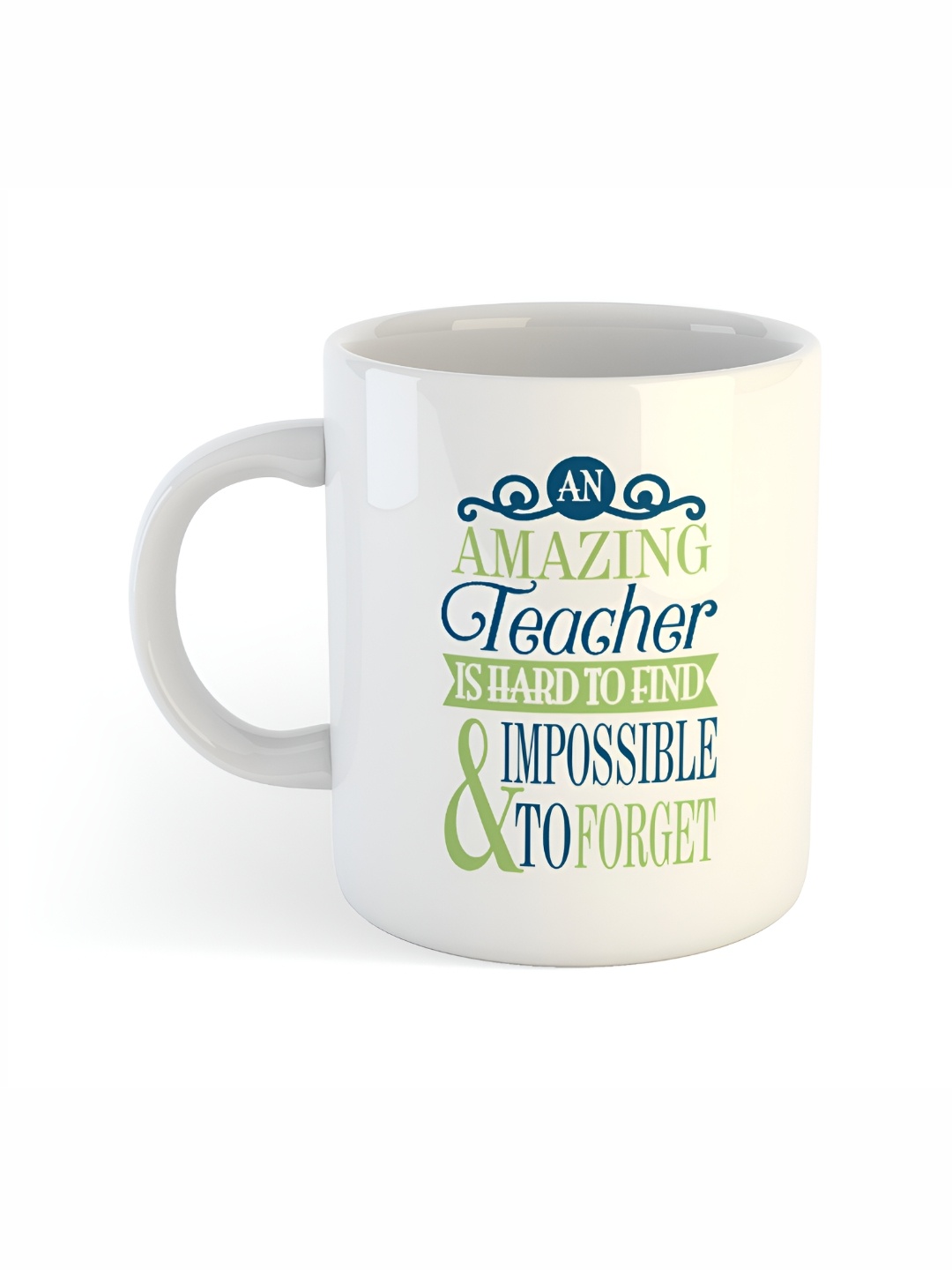 

ARTBUG White & White Printed Ceramic Glossy Core Set of Cups and Mugs