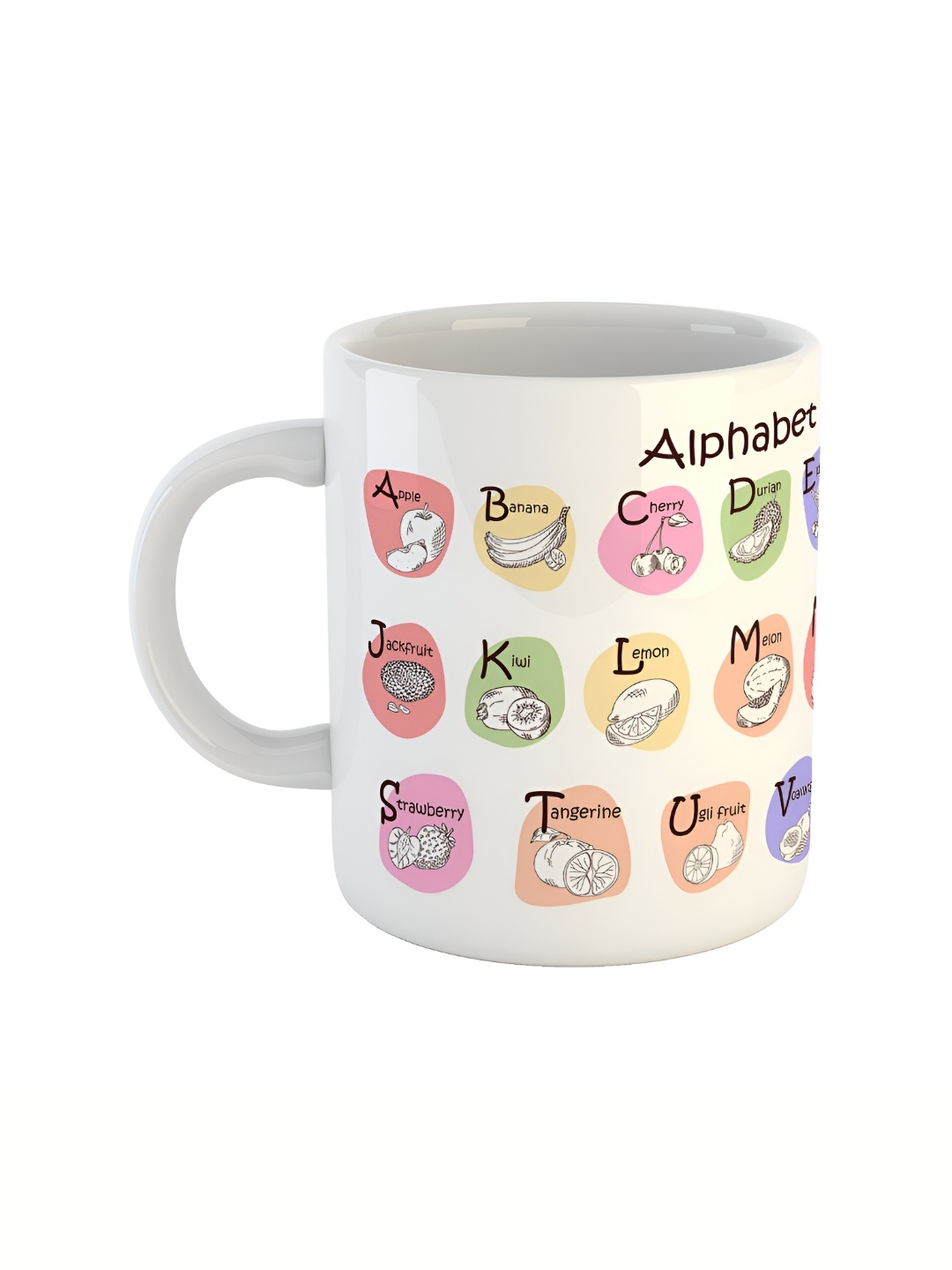 ARTBUG White & White Printed Ceramic Glossy Core Set of Cups and Mugs