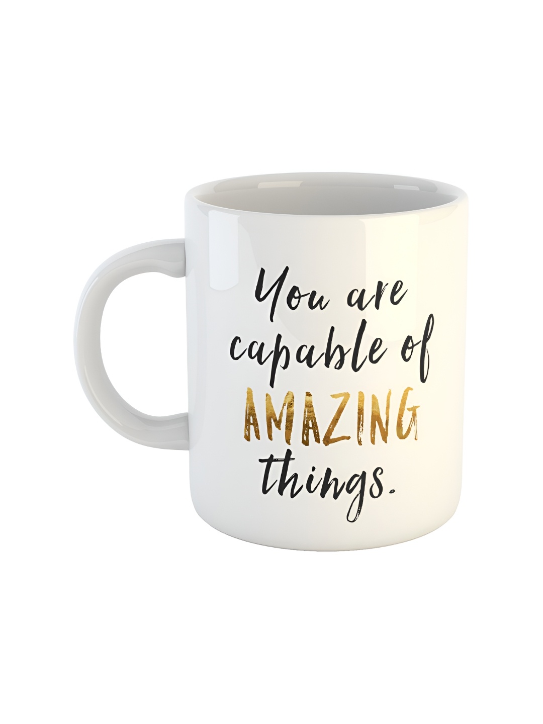 

ARTBUG White & White Printed Ceramic Glossy Core Set of Cups and Mugs