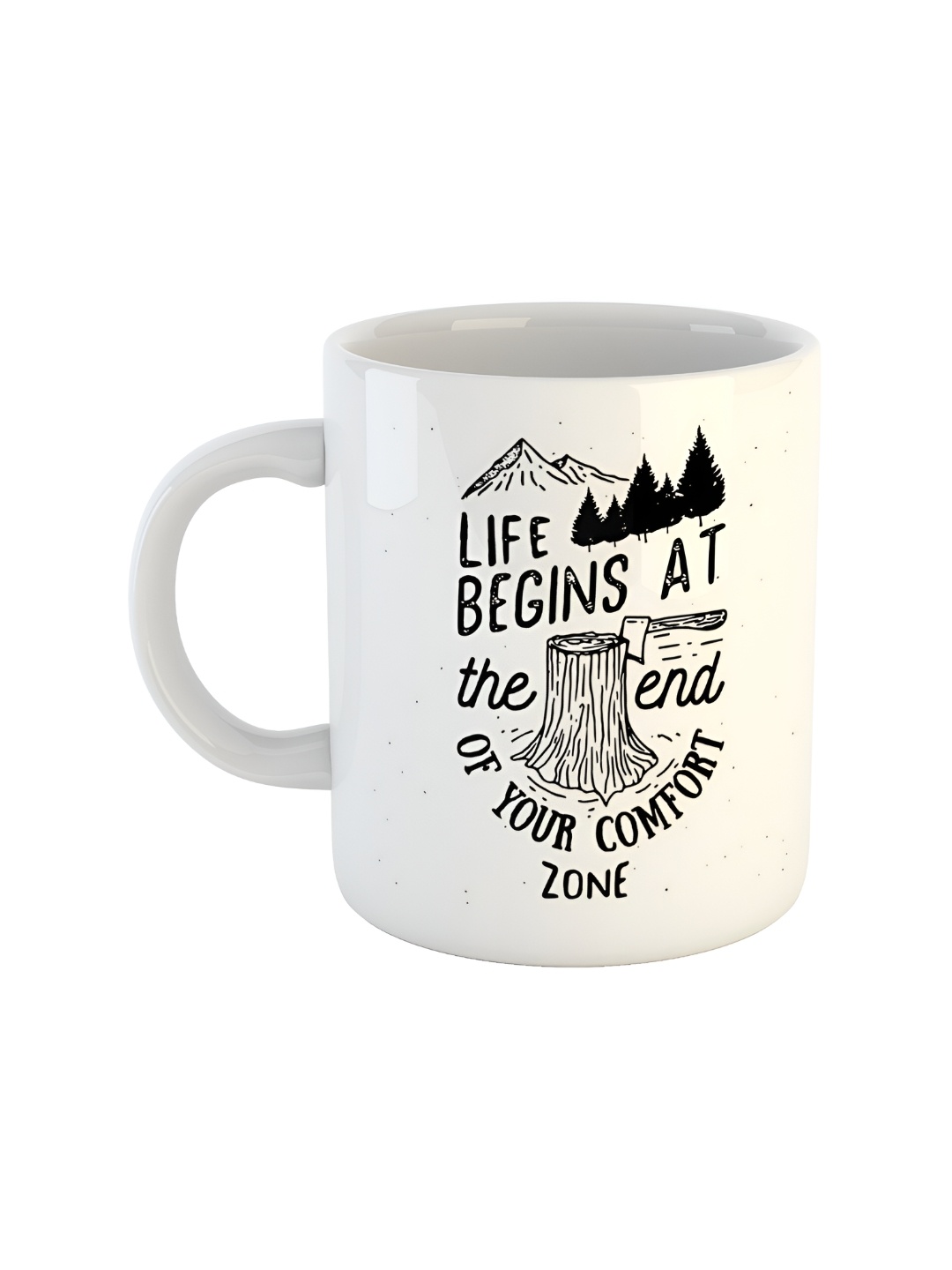 

ARTBUG White & White Printed Ceramic Glossy Core Set of Cups and Mugs