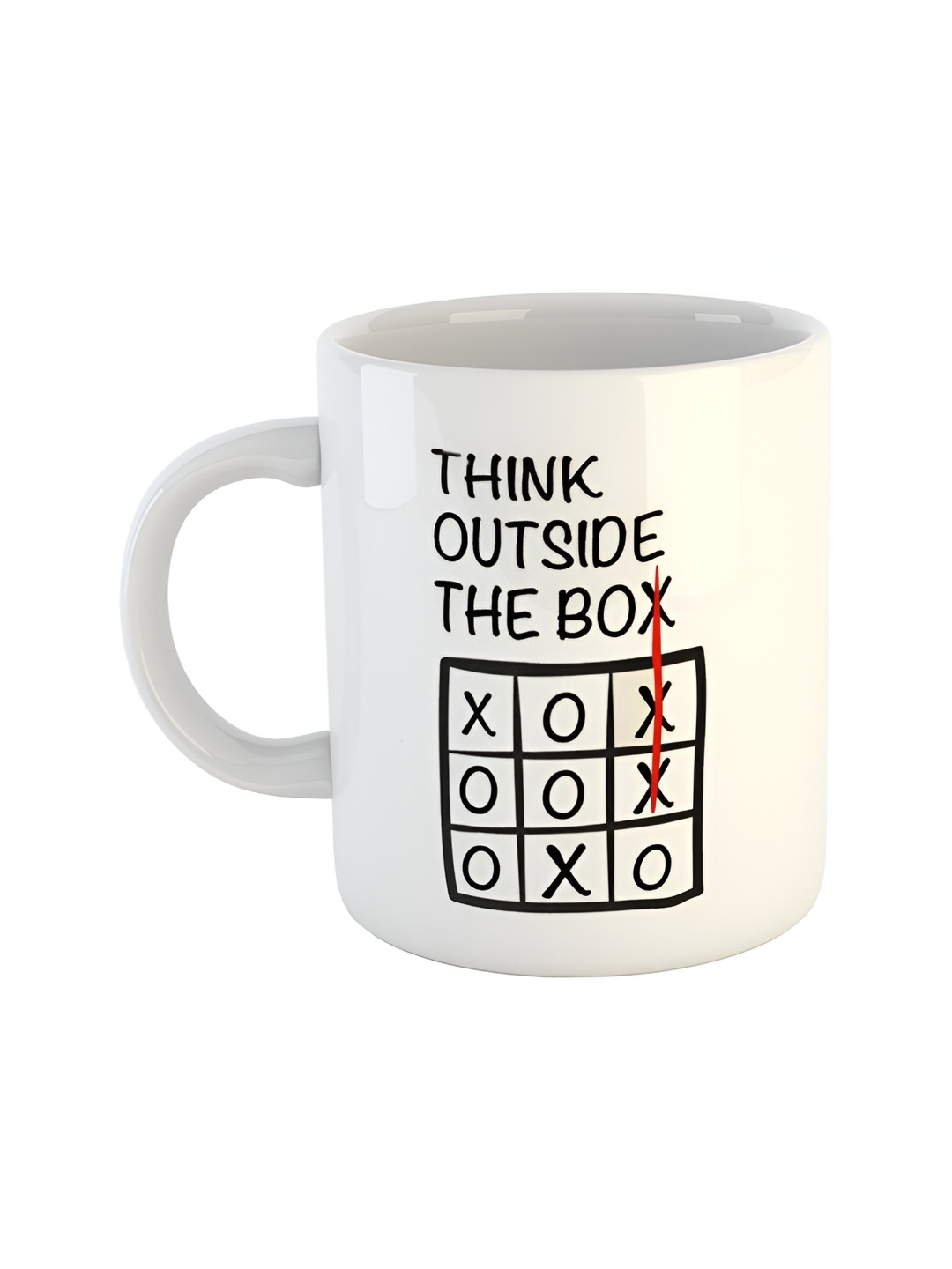 

ARTBUG White & White Printed Ceramic Glossy Core Set of Cups and Mugs