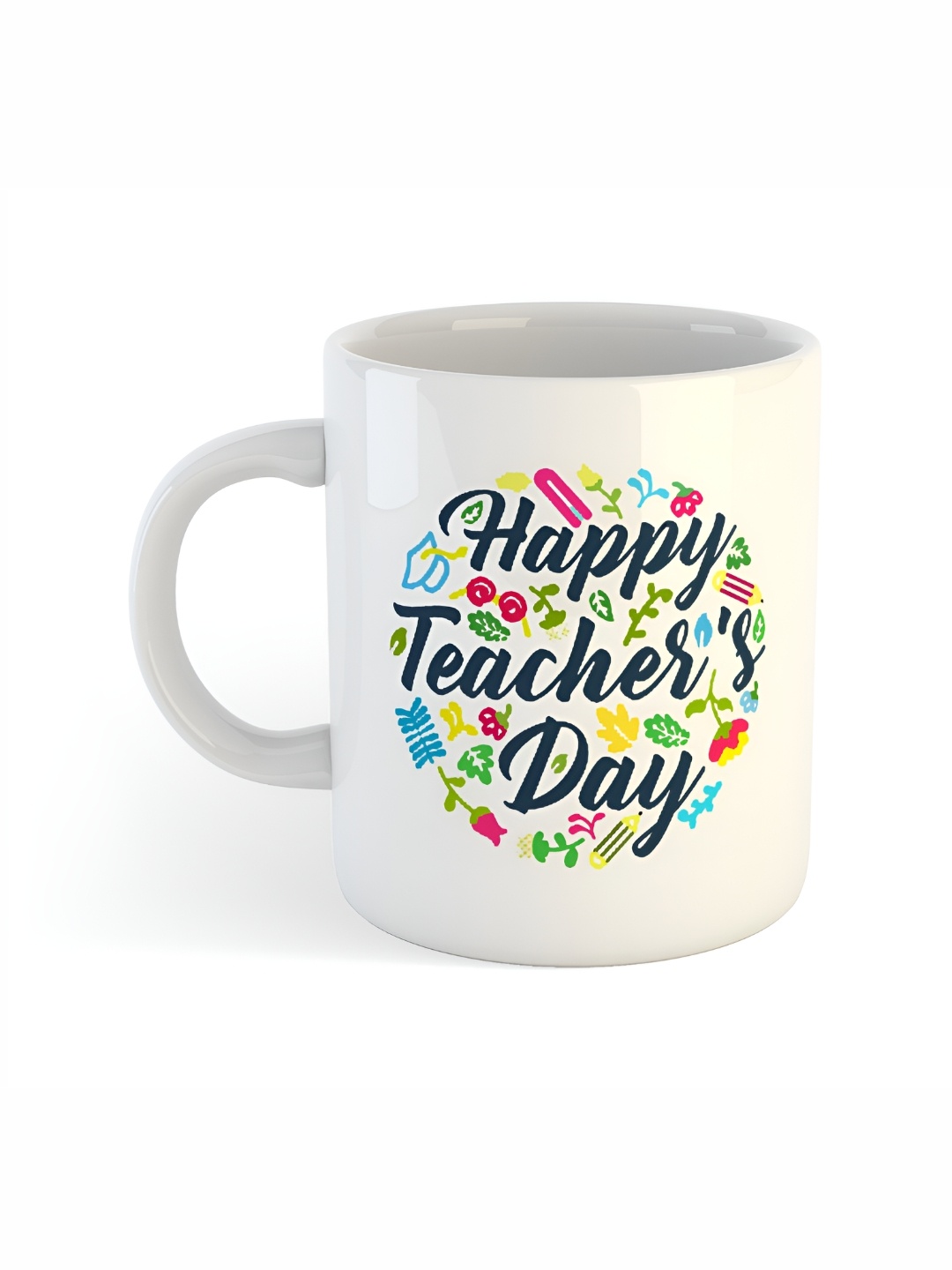 

ARTBUG White & White Printed Ceramic Glossy Core Set of Cups and Mugs