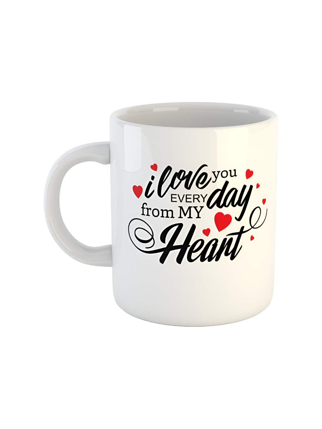 

ARTBUG White & White Printed Ceramic Glossy Core Set of Cups and Mugs