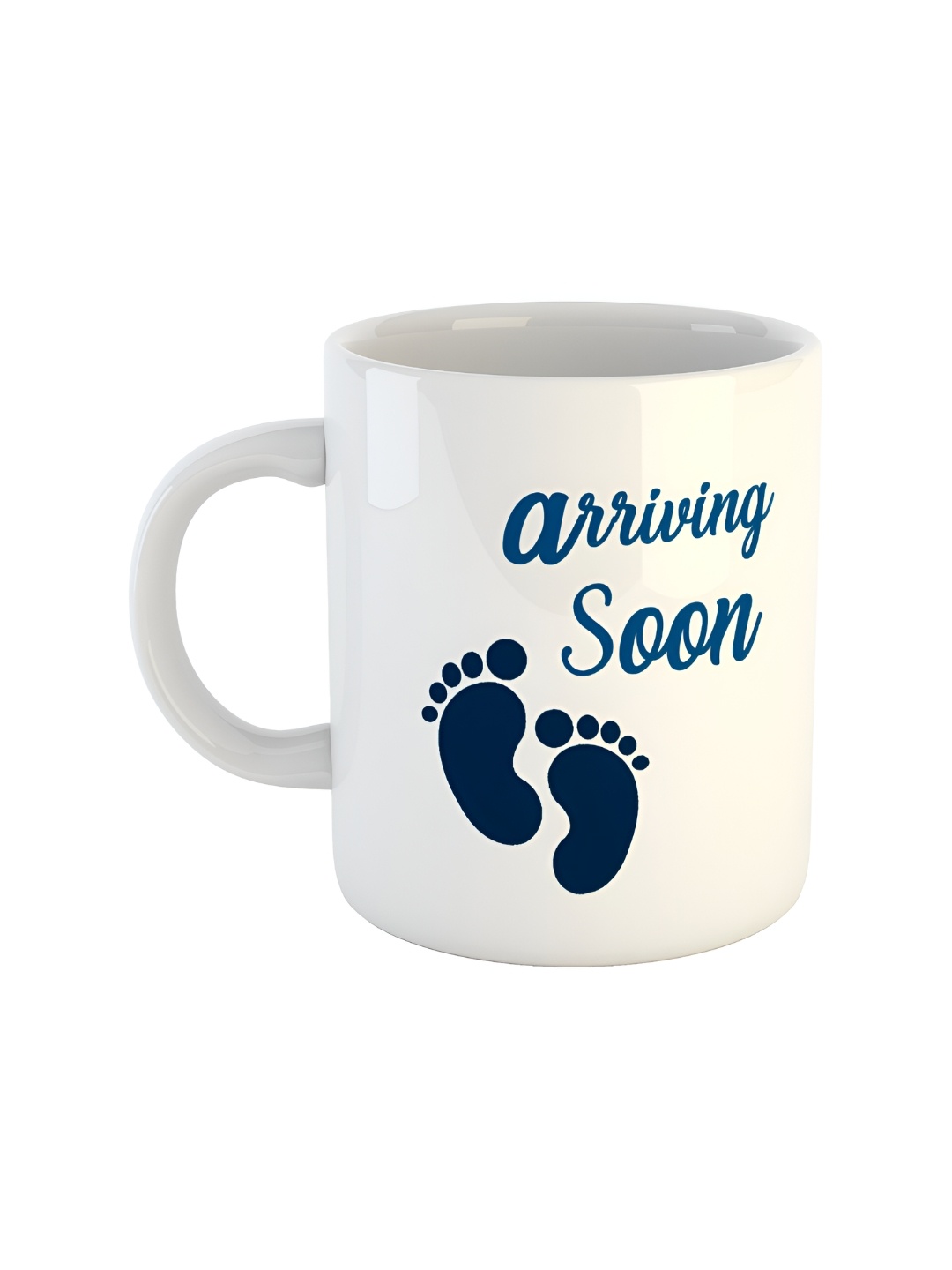 ARTBUG White & White Printed Ceramic Glossy Core Set of Cups and Mugs