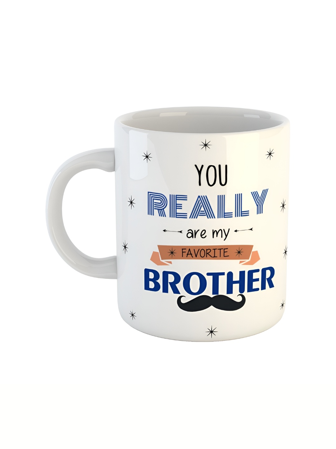 ARTBUG White & White Printed Ceramic Glossy Core Set of Cups and Mugs