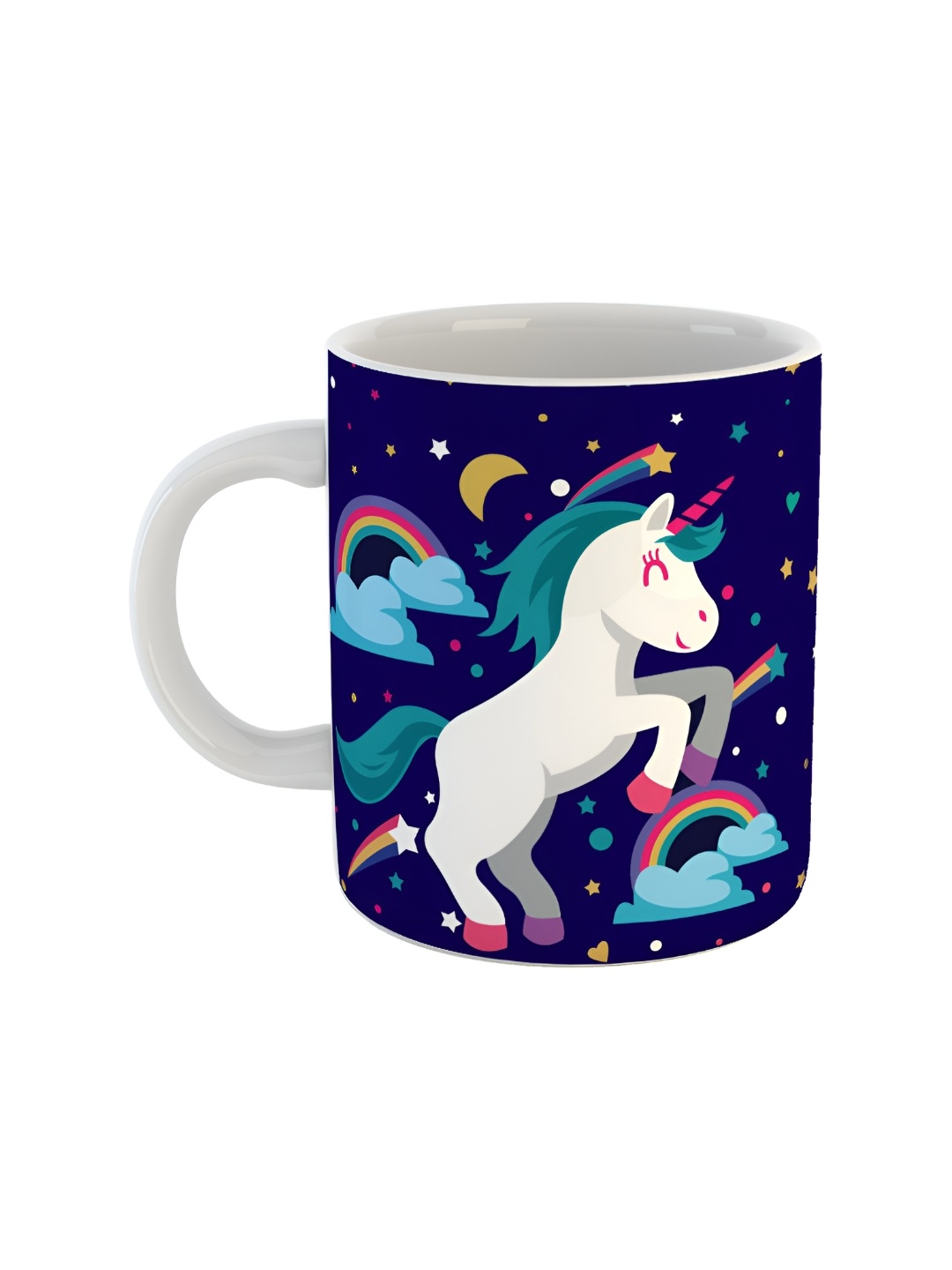 ARTBUG White & White Printed Ceramic Glossy Core Set of Cups and Mugs