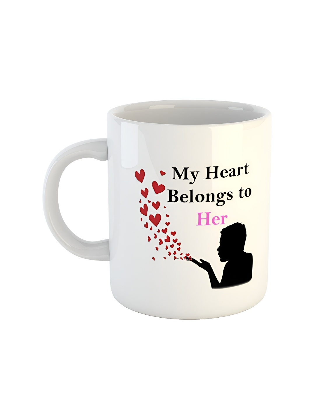 

ARTBUG White & White Printed Ceramic Glossy Core Set of Cups and Mugs
