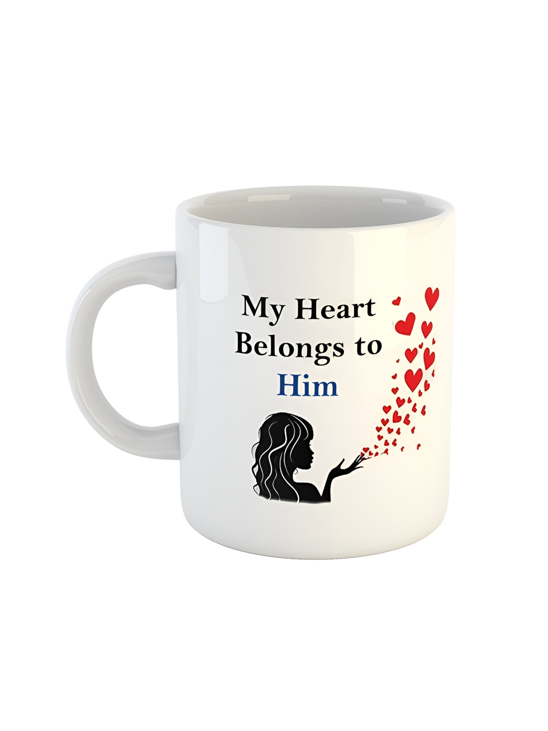 ARTBUG White & White Printed Ceramic Glossy Core Set of Cups and Mugs