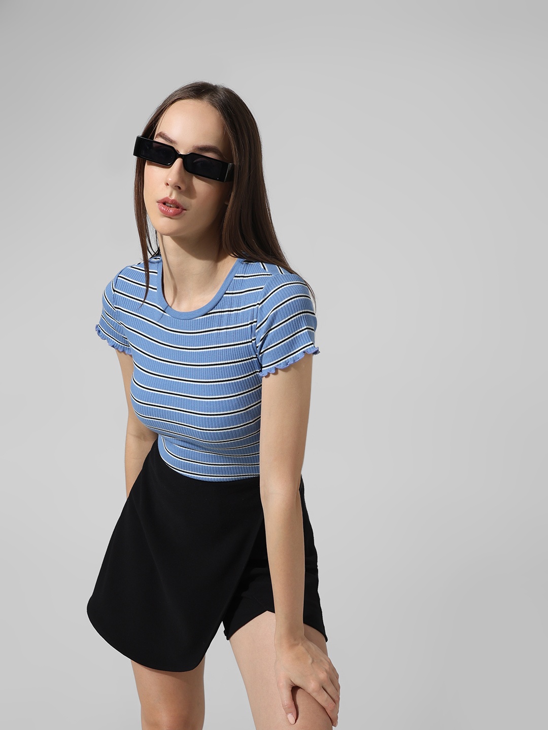 

ONLY Women Striped Slim Fit T-shirt, Blue