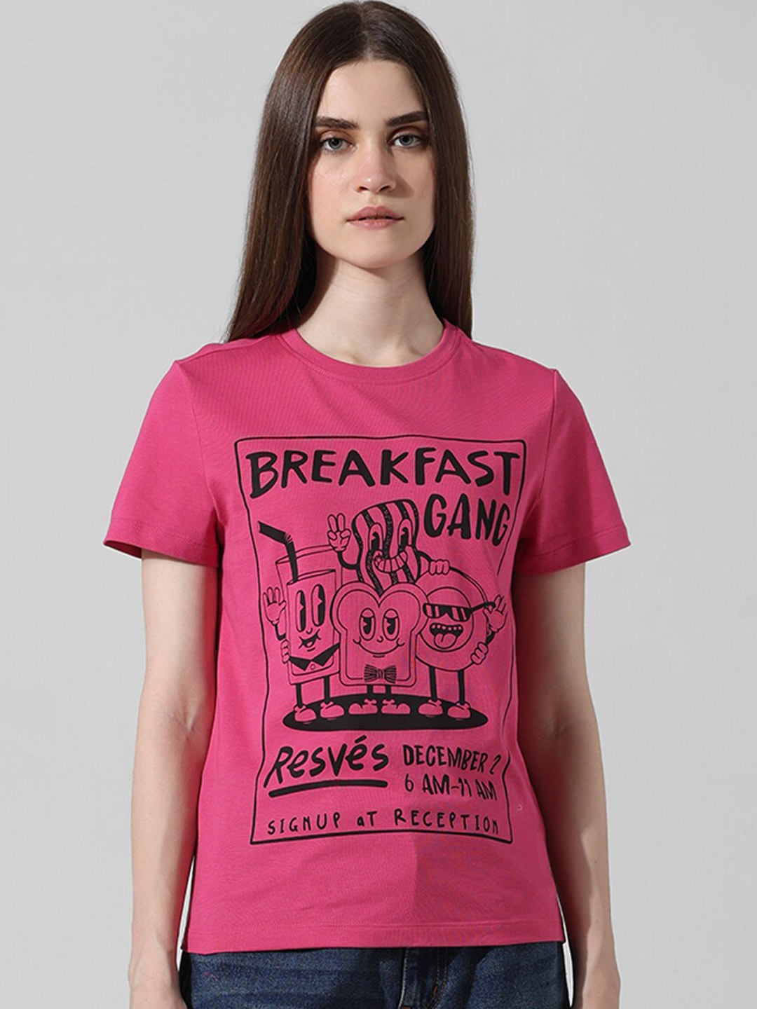 

ONLY Women Printed Pockets T-shirt, Pink