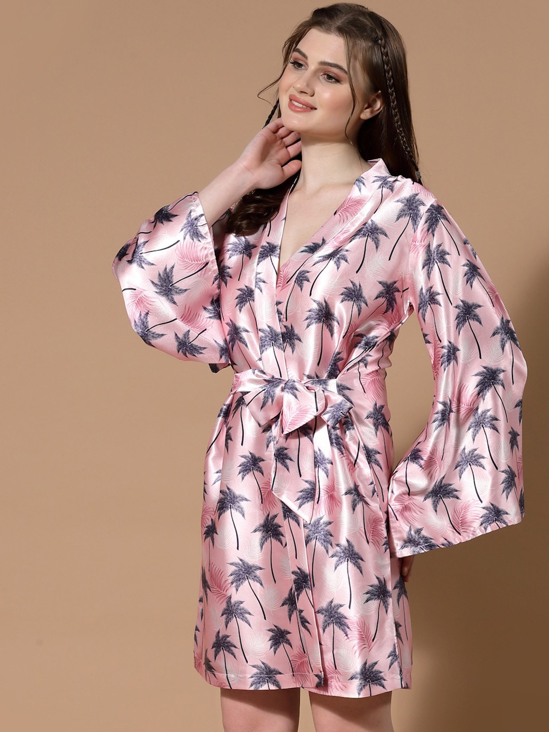 

MBeautiful Printed Lounge Robe, Pink