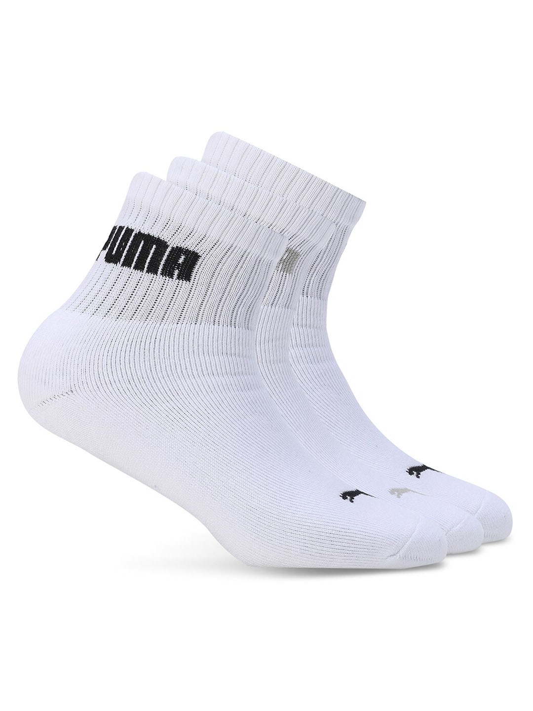 

Puma Unisex Pack of 3 Printed Cotton Above Ankle-Length Socks, White