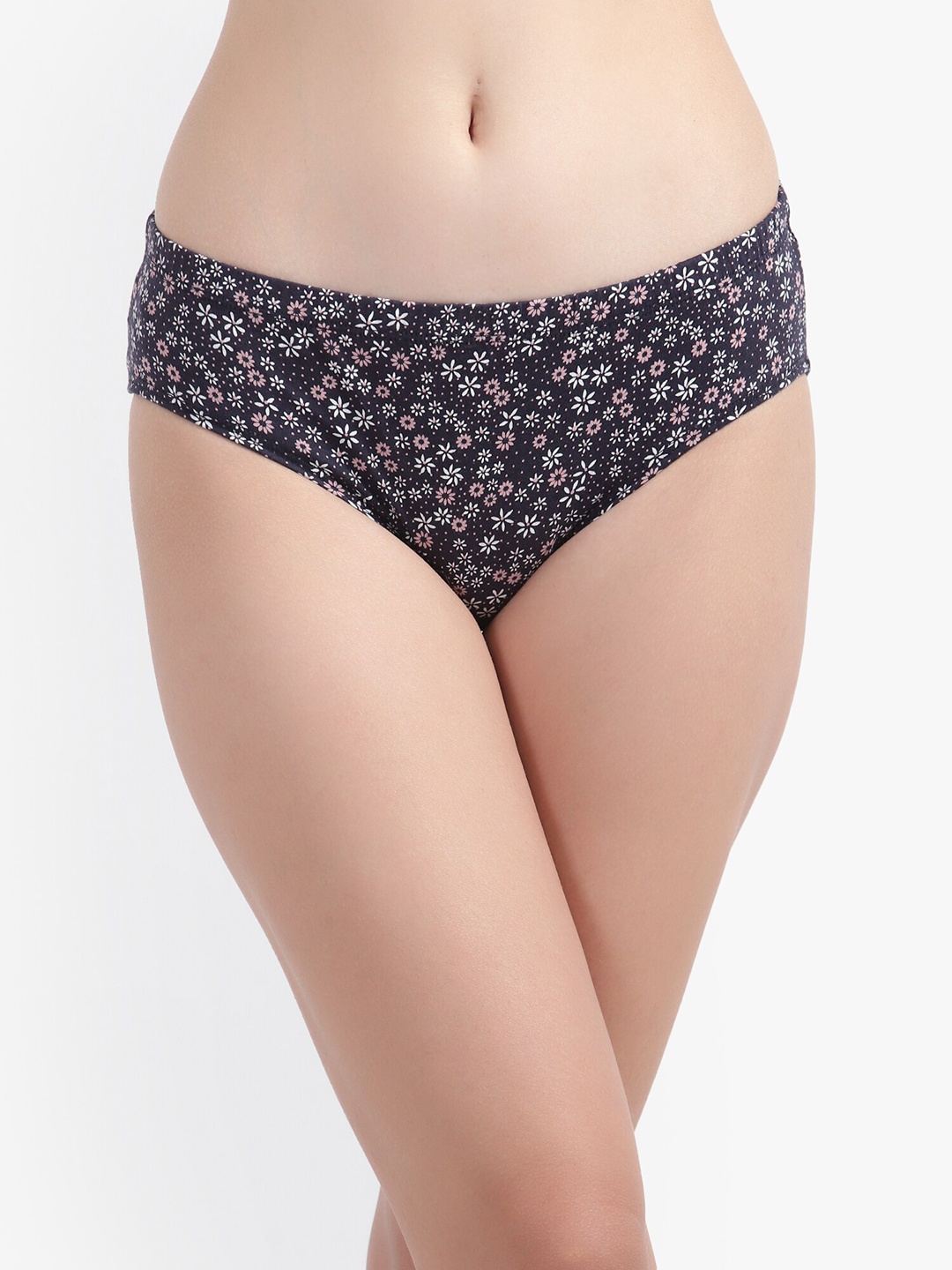 

Bruchi CLUB Floral Printed Pure Cotton Hipster Briefs, Black