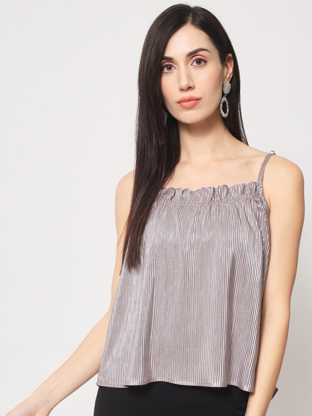 

CHARMGAL Striped Top, Grey