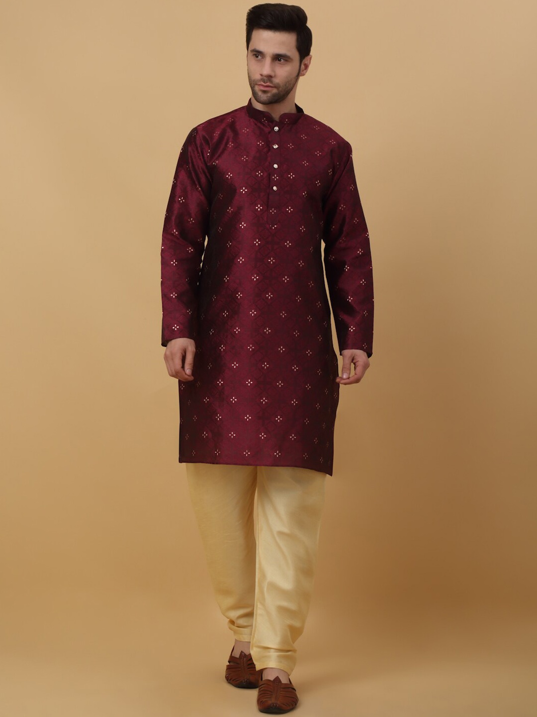

KRAFT INDIA Floral Regular Sequinned Kurta with Churidar, Mauve