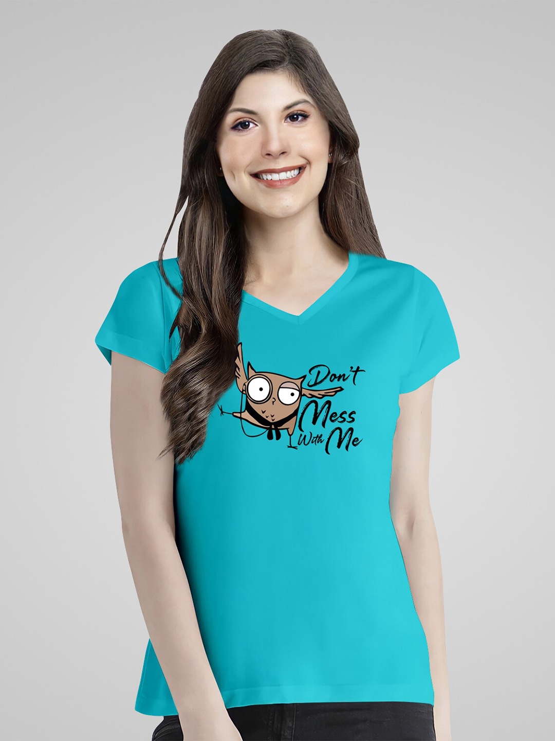 

Pootlu Graphic Printed V-Neck Cotton Regular T-shirt, Blue