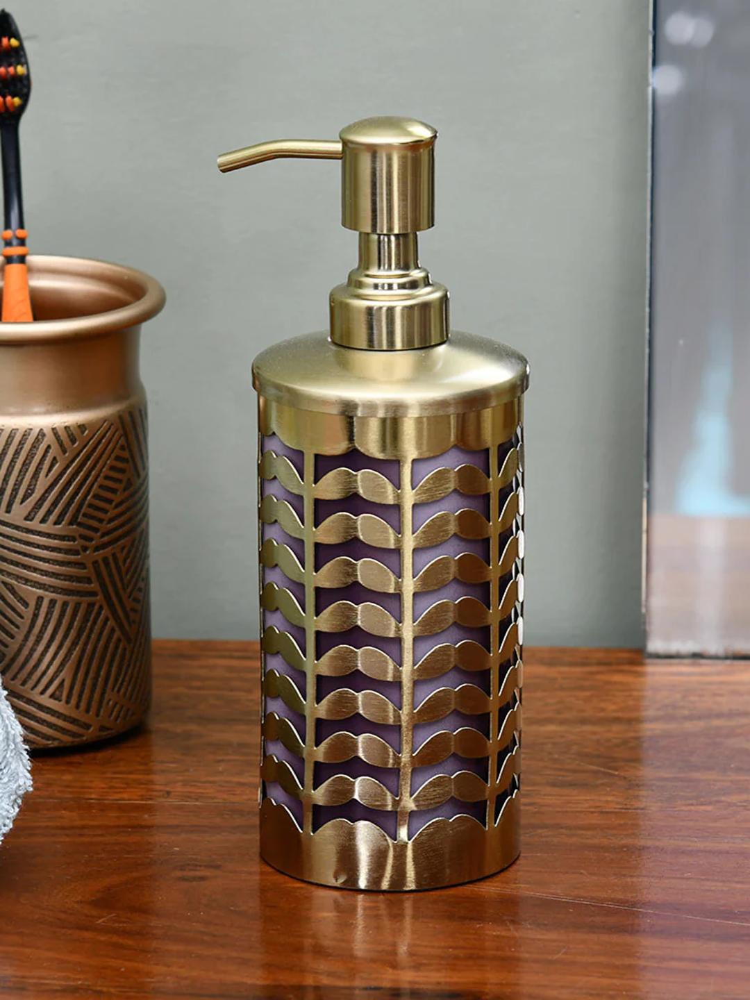 

Athome by Nilkamal Gold Toned Textured Soap Dispenser