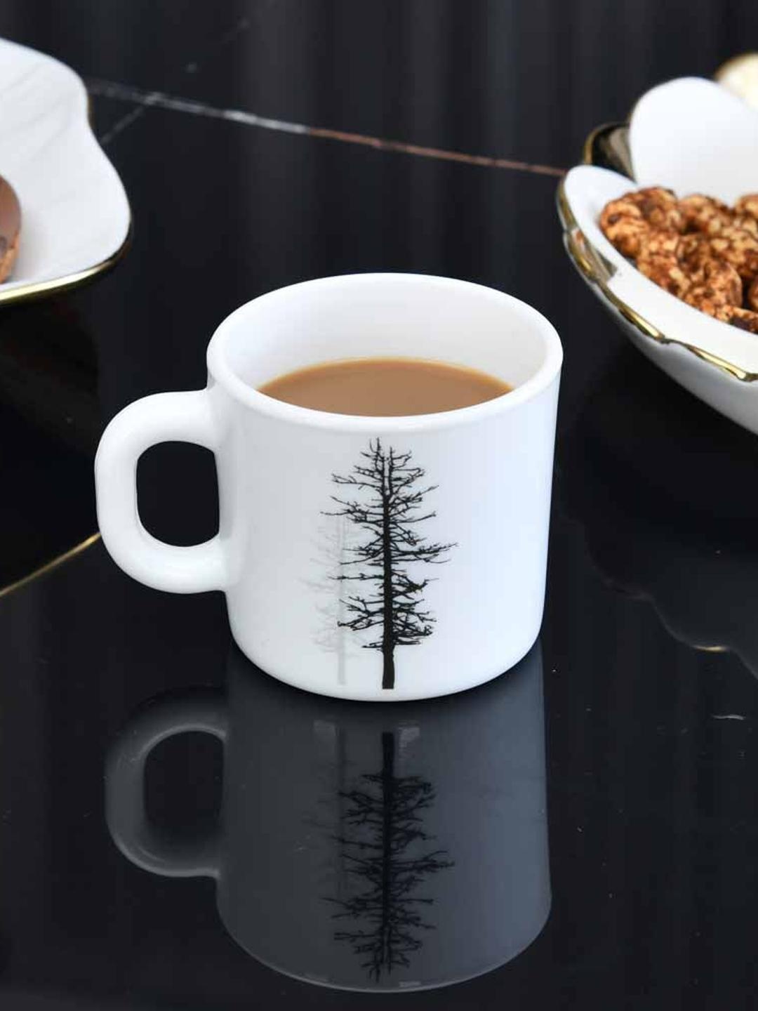 

Athome by Nilkamal Arias Winter Forest White 6 Pieces Printed Opalware Mugs 180 ml Each