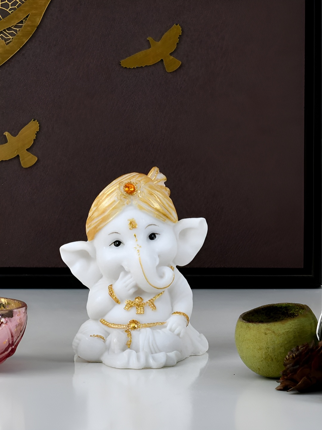 

Athome by Nilkamal White & Gold Toned Lord Ganesha Religious Idol Showpiece